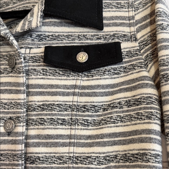 Vntg Pendleton Striped Black and Gray Jean Jacket 100% Virgin Wool Women Size M - Picture 5 of 8